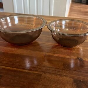 Vintage brown glass nesting bowls